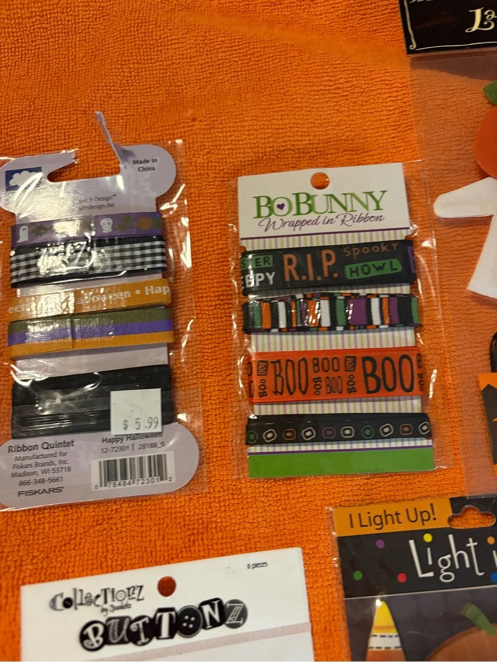 Halloween lot of 13 sealed NEW pkg’sassorted Party Craft Embellishments - Orange